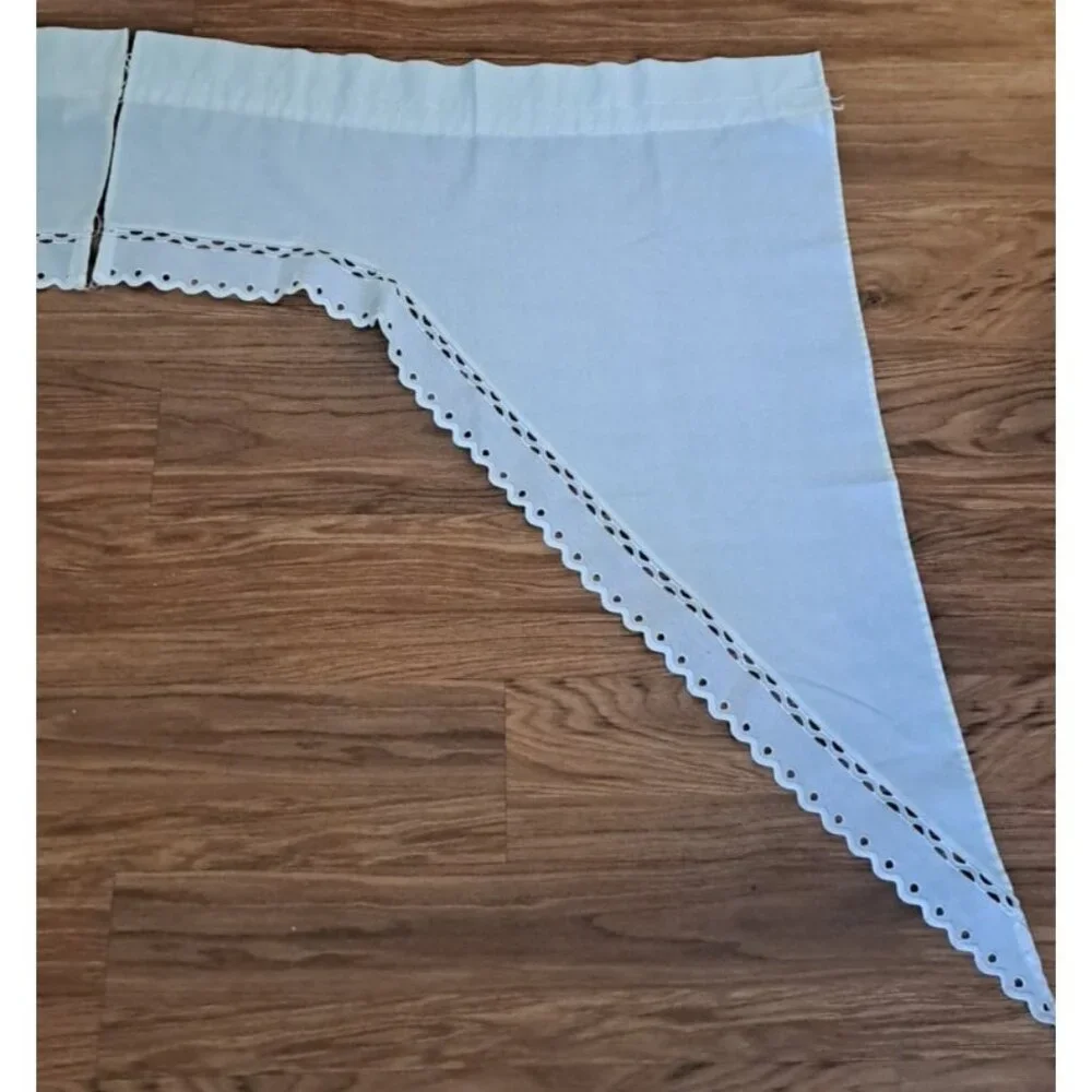 Arched Curtain Swag Set Angled JC Penney Home Ivory Eyelet Lace Trim 56x39